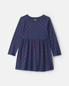 Toute-petite fille - Robe manches longues &agrave; motif n&oelig;ud - Bleu marine, image 1 sur 3 diapositives