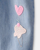 Baby Girl Embroidered Chambray Sleeveless Jumpsuit - Blue, image 2 of 5 slides