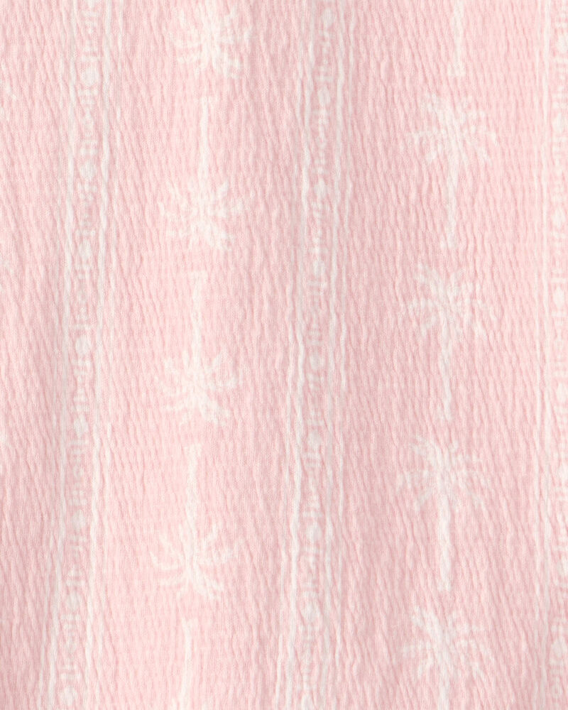 Filles - Haut en tissu froiss&eacute; &agrave; motifs de palmiers - Rose, image 2 sur 2 diapositives