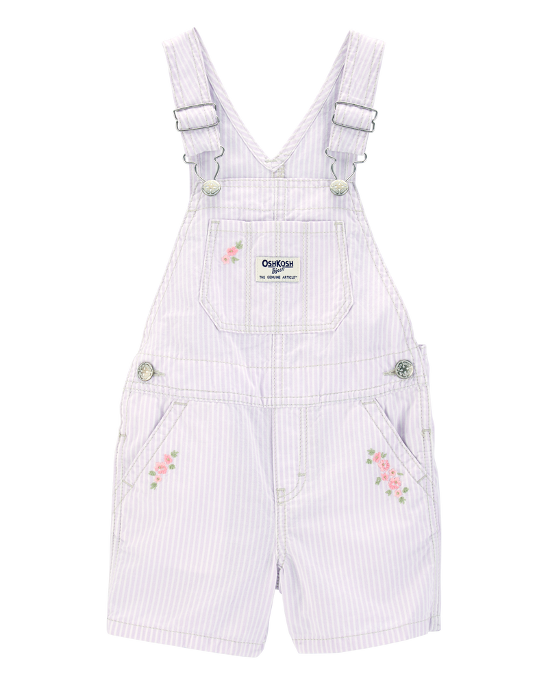 Toddler Floral Striped Shortalls - Purple, image 1 of 4 slides
