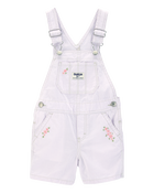 Toddler Floral Striped Shortalls - Purple, image 1 of 4 slides