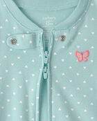 Baby Girl 2-Pack Floral Butterfly 100% Cotton Snug Fit 1-Piece pyjama - Blue/Pink, image 2 of 5 slides