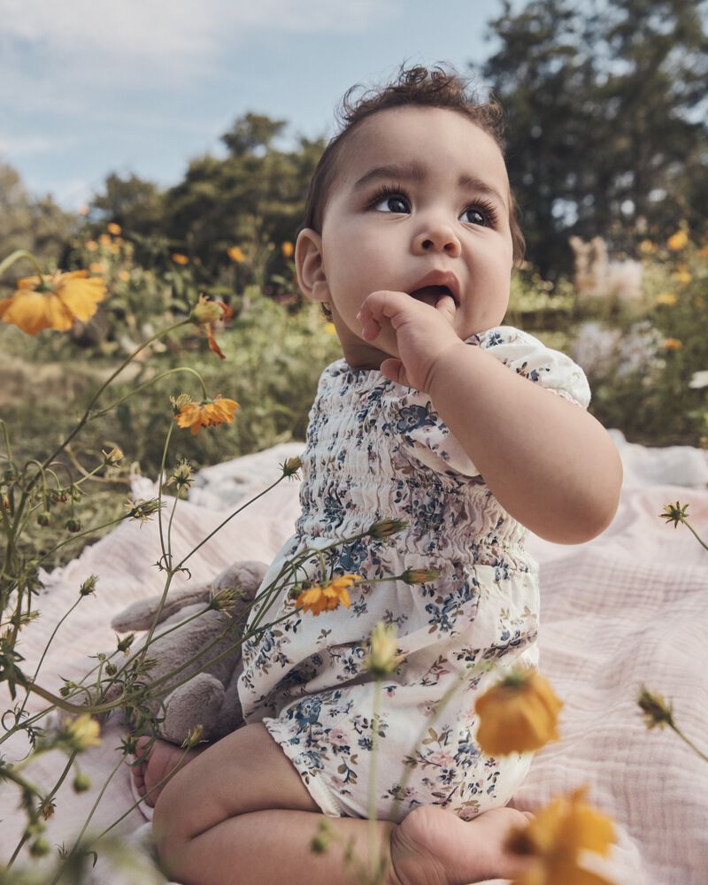 Baby Floral-Print Linen Bubble Made with Organic Cotton, image 4 of 5 slides