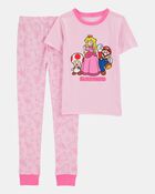 Kid Super Mario Bros&trade; Snug Fit Cotton 2-Piece Pyjamas - Pink, image 1 of 3 slides