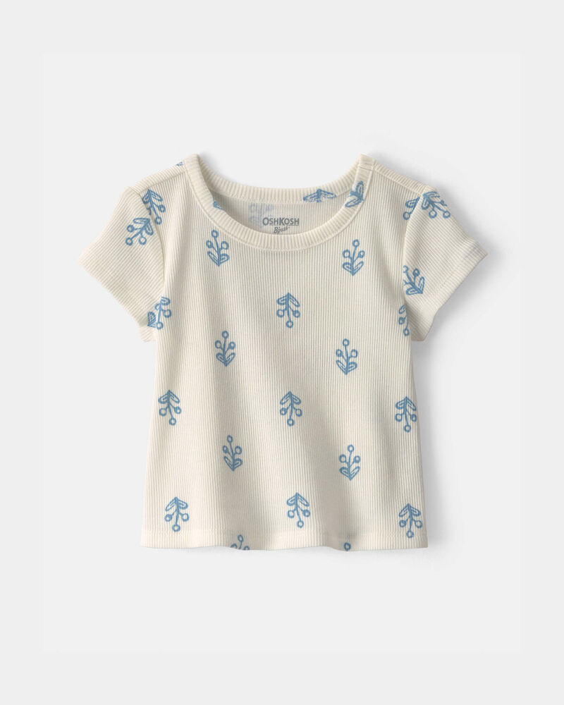 B&eacute;b&eacute; fille - T-shirt c&ocirc;tel&eacute; &agrave; motif floral - Ivoire, image 1 sur 2 diapositives