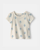 B&eacute;b&eacute; fille - T-shirt c&ocirc;tel&eacute; &agrave; motif floral - Ivoire, image 1 sur 2 diapositives