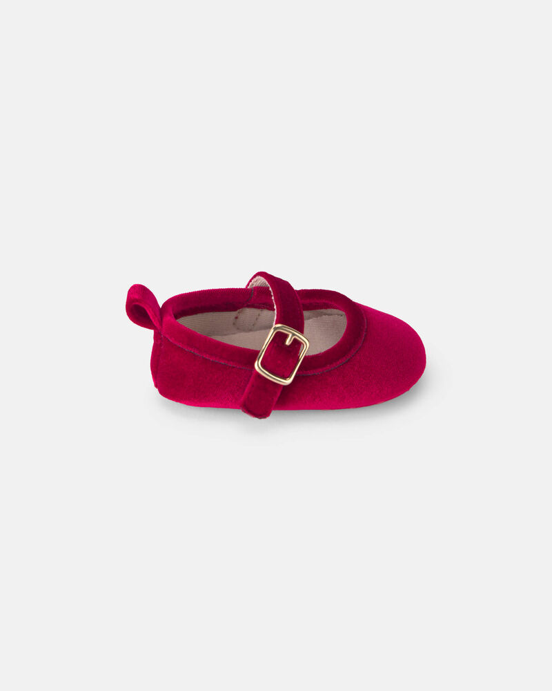 Baby Girl Mary Jane Velvety Flats - Red, image 2 of 6 slides