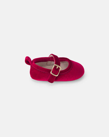 Baby Girl Mary Jane Velvety Flats - Red, 