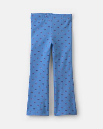 Toddler Girl Bow Cotton Pull-On Stretch Flare Leggings - Blue, 