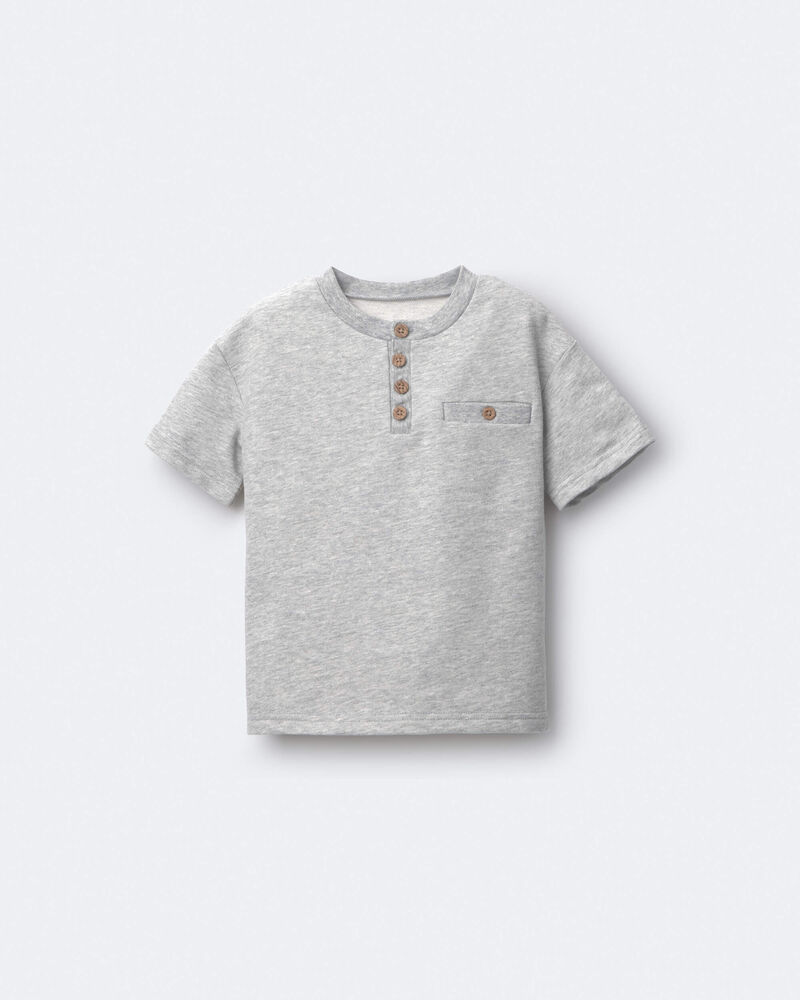 Tout-petit gar&ccedil;on - T-shirt &agrave; bouton sur l&rsquo;avant - Gris, image 2 sur 6 diapositives