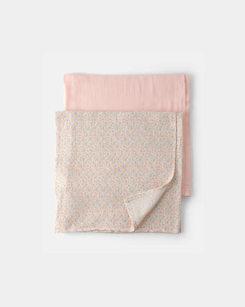 B&eacute;b&eacute; fille - Emballage 2 couvertures en mousseline &agrave; motif fleuri - multicolore, 