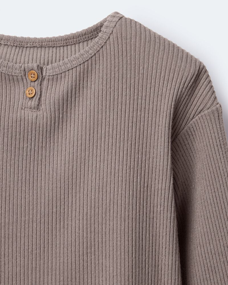 Toddler Long-Sleeve Relaxed Henley Tee - Brown, image 7 of 7 slides