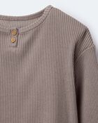 Toddler Long-Sleeve Relaxed Henley Tee - Brown, image 7 of 7 slides