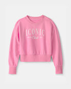 Girls 'Iconic Club' French Terry Pullover Sweatshirt - Pink, image 1 of 4 slides
