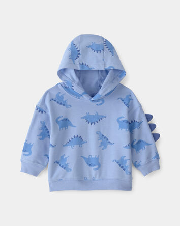 B&eacute;b&eacute; gar&ccedil;on - Chandail &agrave; capuchon en jersey bouclette &agrave; dinosaures - Bleu, 