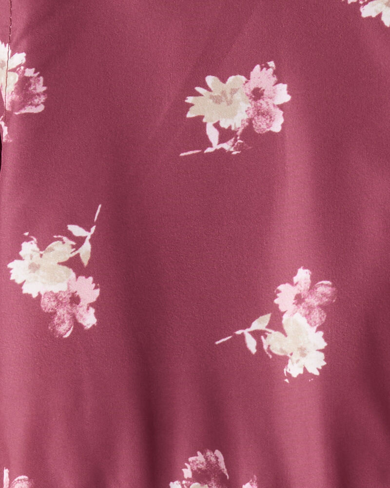 Toddler Girl Floral Print Anorak Jacket - Burgundy, image 3 of 3 slides