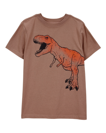 Kid Dinosaur Print Short-Sleeve Graphic Tee - Brown, 