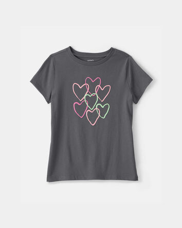 Girls Heart Graphic Tee - Grey, 