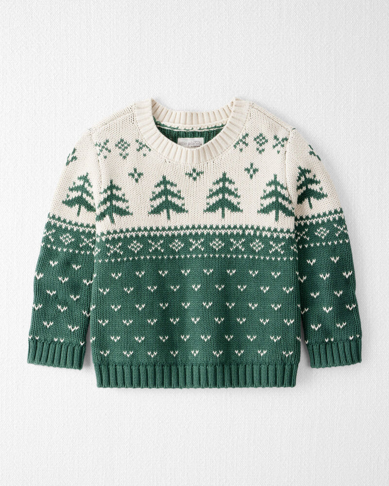 Toddler Organic Cotton Evergreen Fair Isle Sweater , image 1 of 5 slides