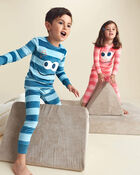 Toddler Boy 2-Piece Monster Striped DreamPlush Snug Fit Pyjama Set - Blue, image 2 of 6 slides