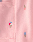 Toddler Girl Ice Cream French Terry Shorts - Pink, image 3 of 4 slides
