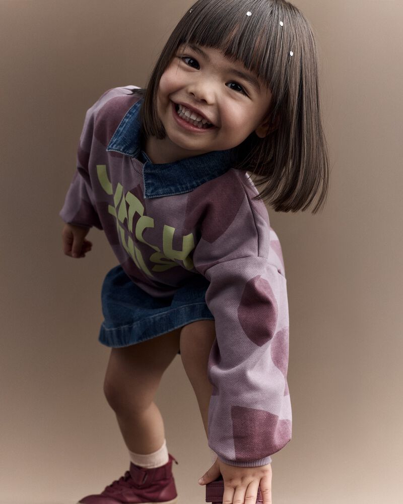 Tout-petit fille - 'Watch This!' Chandail &agrave; manches chauve-souris et formes - Mauve, image 4 sur 6 diapositives