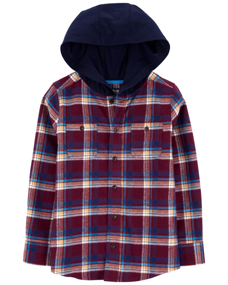 Kid Cozy Flannel Hooded Top, image 1 of 3 slides