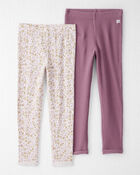 Tout-petit Emballage de 2 leggings en coton biologique côtelé , image 1 sur 7 diapositives