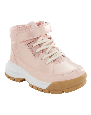 Toddler Metallic Pink Lace-Up Boots, 