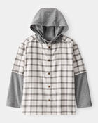 Boys 2-Piece Layered-Look Button-Down Hooded Tee, image 1 of 3 slides