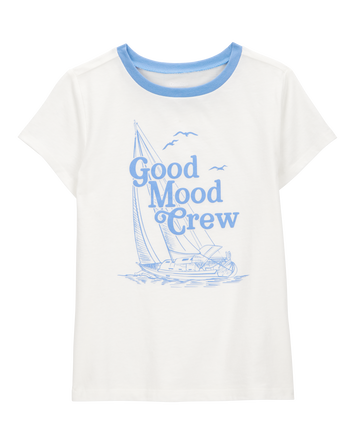 Enfant T-shirt imprimé à manches courtes Good mood crew - Blanc, 