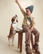 Boys Twill Pull-On Pants - Brown, image 3 of 7 slides