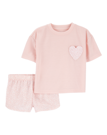Toddler Girl 2-Piece Heart Loose Fit Pyjamas, 