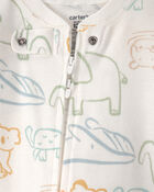 Baby Elephant 100% Cotton Snug Fit 1-Piece Pyjama - Ivory, image 2 of 4 slides