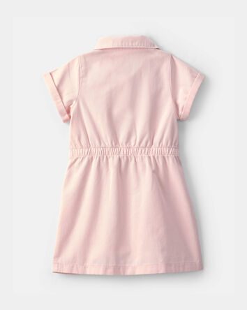 Tout-petit fille - Robe utilitaire en serg&eacute; avec boutons - Rose, 