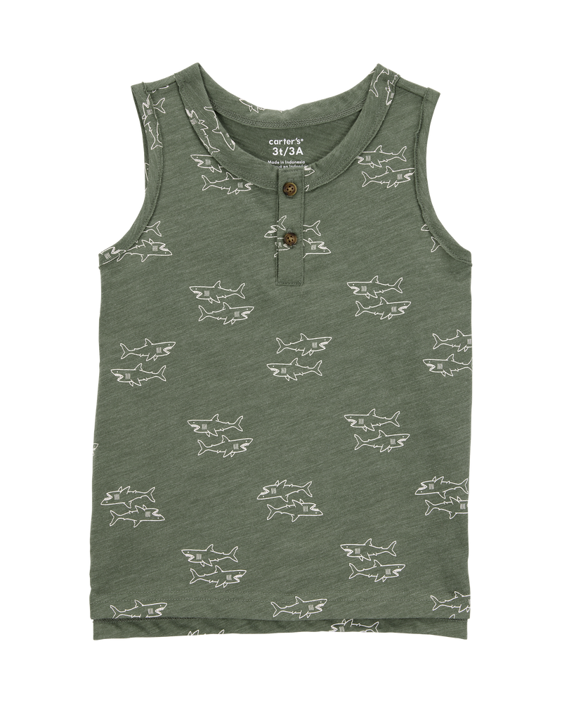 Toddler Shark Sleeveless Slub Jersey Tank, image 1 of 3 slides