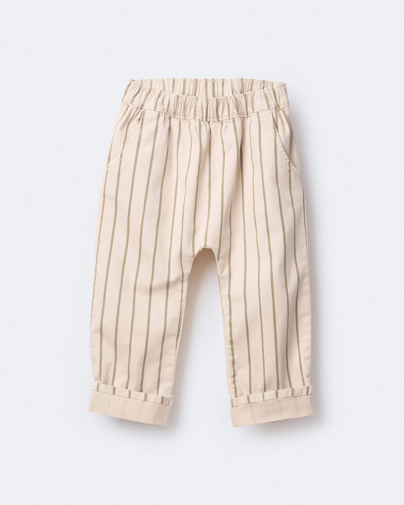 Toddler Striped Playground Pant - Beige/Olive, image 6 of 7 slides
