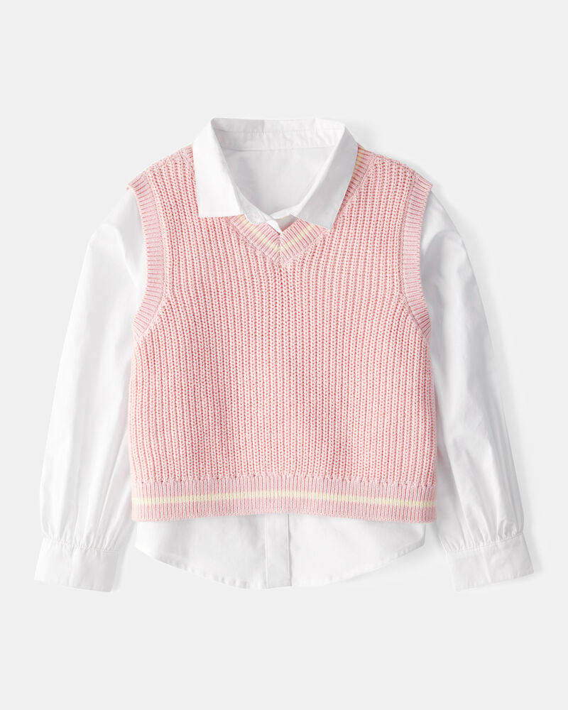 Jeune Ensemble 2 pi&egrave;ces chemise boutonn&eacute;e et gilet en tricot, image 1 sur 4 diapositives