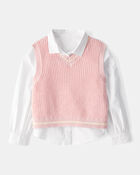 Jeune Ensemble 2 pi&egrave;ces chemise boutonn&eacute;e et gilet en tricot, image 1 sur 4 diapositives