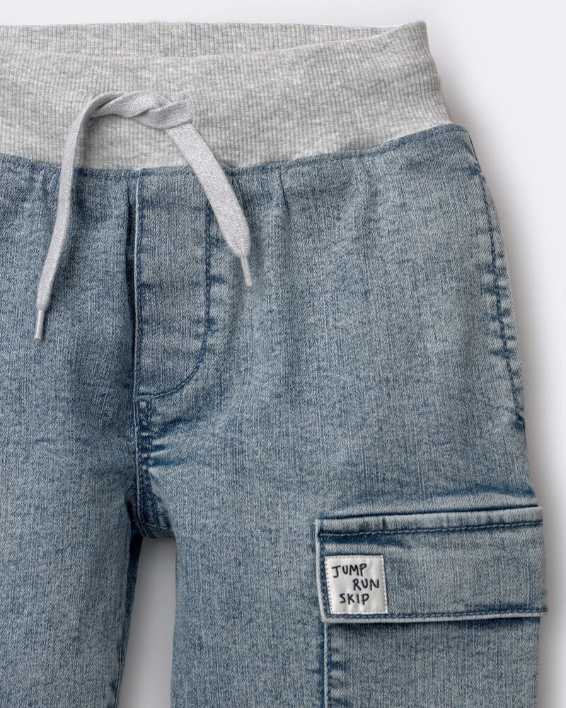 Toddler Boy Cargo Pant in Avenue Wash - Heather Grey/Blue, image 7 of 7 slides