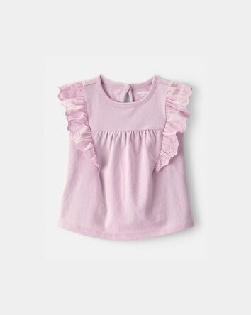 Baby Girl Eyelet-Sleeve Top - Purple, 