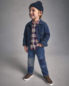 Toddler Boy Plaid Denim Jacket - Blue, image 2 of 6 slides