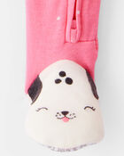 Baby Girl Dalmatian Print 100% Cotton Long-Sleeve 2-Way Zip 1-Piece Pyjamas - Pink, image 4 of 5 slides