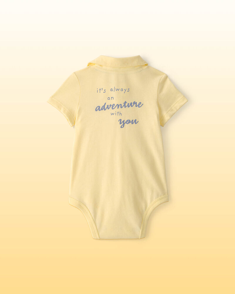 Baby Boy Disney&copy; Winnie the Pooh Embroidered Polo Bodysuit with Back Art - Yellow, image 3 of 5 slides