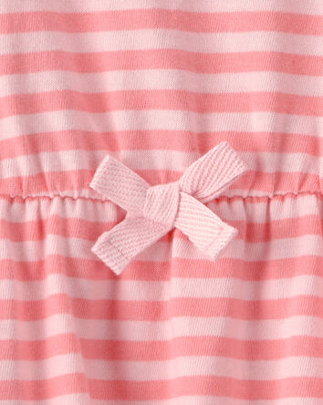 Baby Girl Stripe Sleeveless Bodysuit Dress - Pink, 