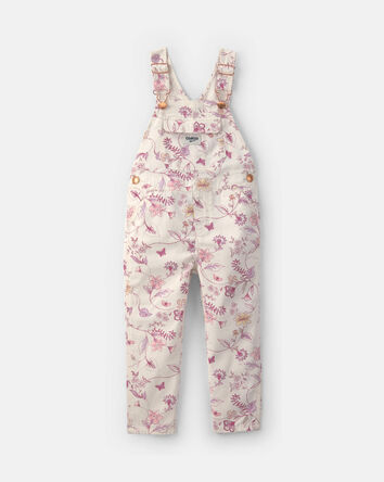 Toddler Girl Floral Overalls - Ivory, 