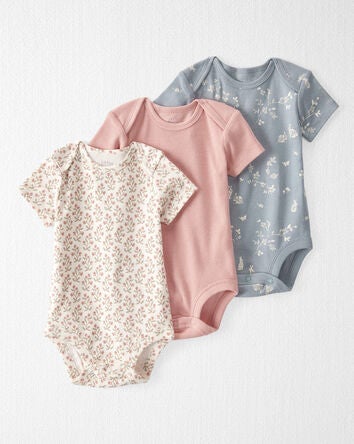 Baby 3-Pack Organic Cotton Rib Bodysuits, 