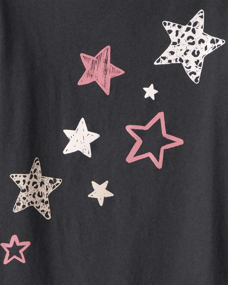 Girls Cheetah Stars Long-Sleeve Graphic Tee - Black, image 2 of 3 slides
