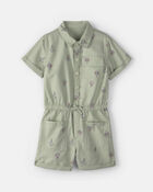 Girls Floral Cargo Romper - Green, image 1 of 3 slides