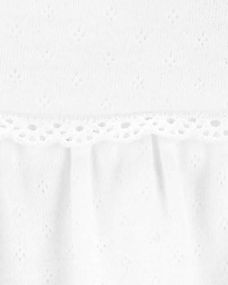 Baby Pointelle Short-Sleeve Bodysuit - White, image 2 of 3 slides